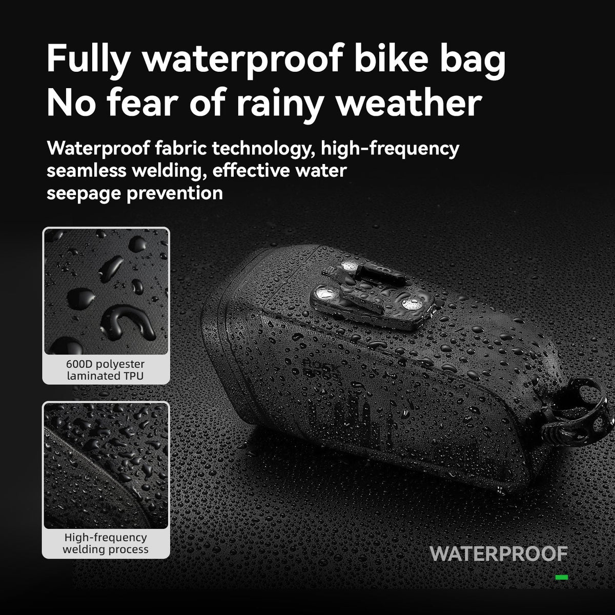 ROCKBROS Waterproof Saddle Bag with Brake-Sensing Tail Light