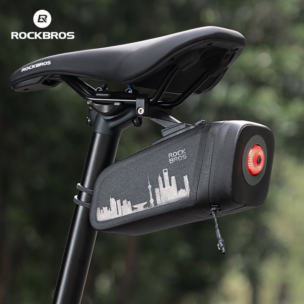 ROCKBROS Waterproof Saddle Bag with Brake-Sensing Tail Light