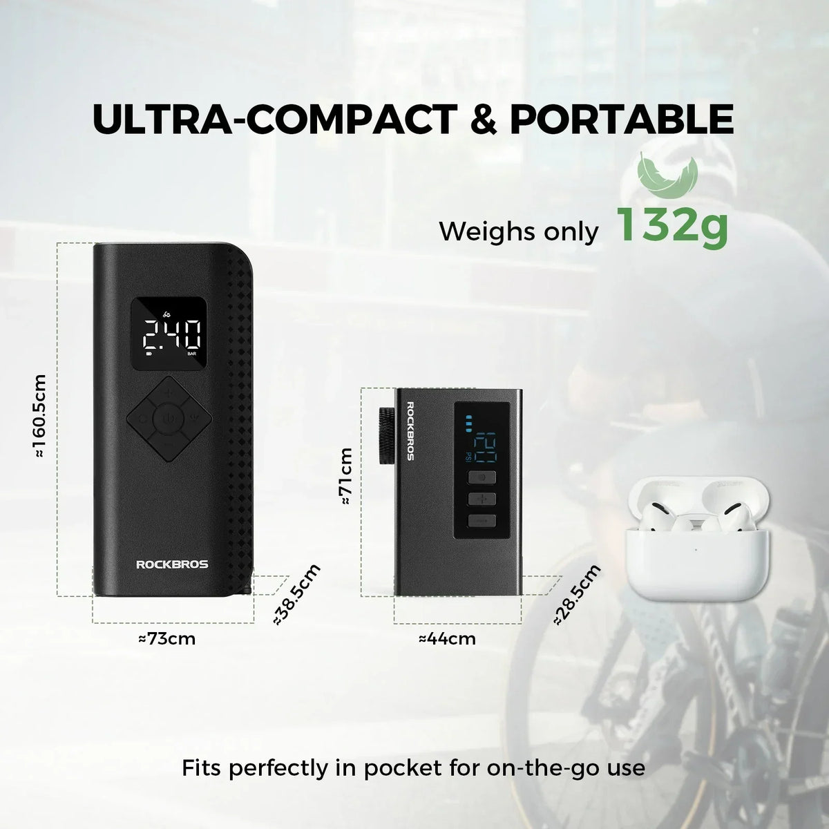 AS240 Pro Mini Electric Bike Pump – 120 PSI