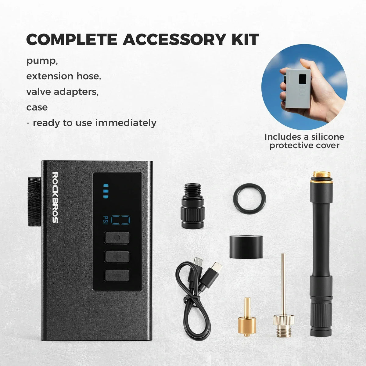 AS240 Pro Mini Electric Bike Pump – 120 PSI